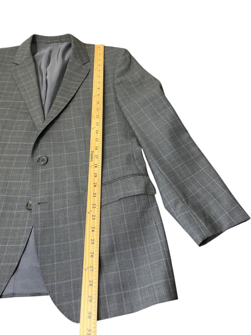 Hugo Boss Mens Gray Checkered Blazer Jacket 42R Made In Bulgaria - Picture 7 of 7
